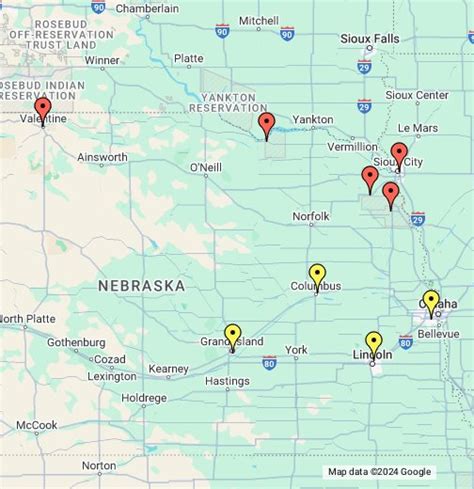 casinos in nebraska map